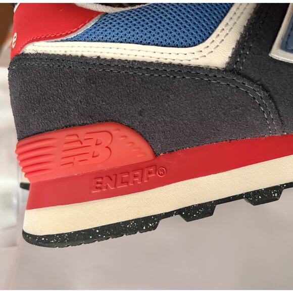 New Balance 574 Sneakers Men’s 10.5 Women’s 12 Phantom Blue/Blast Red Classic - Picture 4 of 16